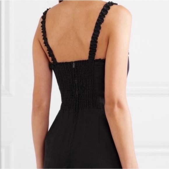 Reformation Janie Frilled-Trim Linen Black Mini Summer Dress Size 4 - Picture 2 of 11